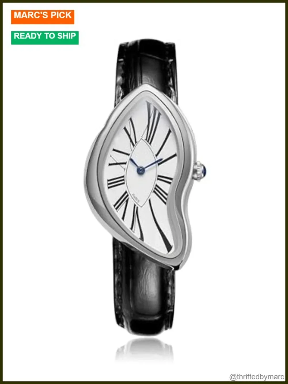 Creative Melting Luxury Analog Quartz Wristwatch with Genuine Leather Strap,